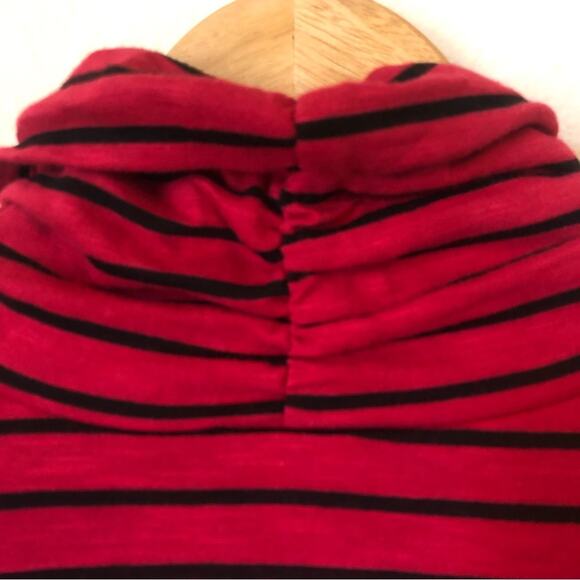 Striped Ruched Turtleneck Shirt Layering Piece Fall Winter Minimalist Retro - Picture 4 of 11